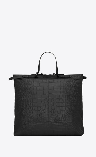 ID shopping bag in crocodile embossed leather